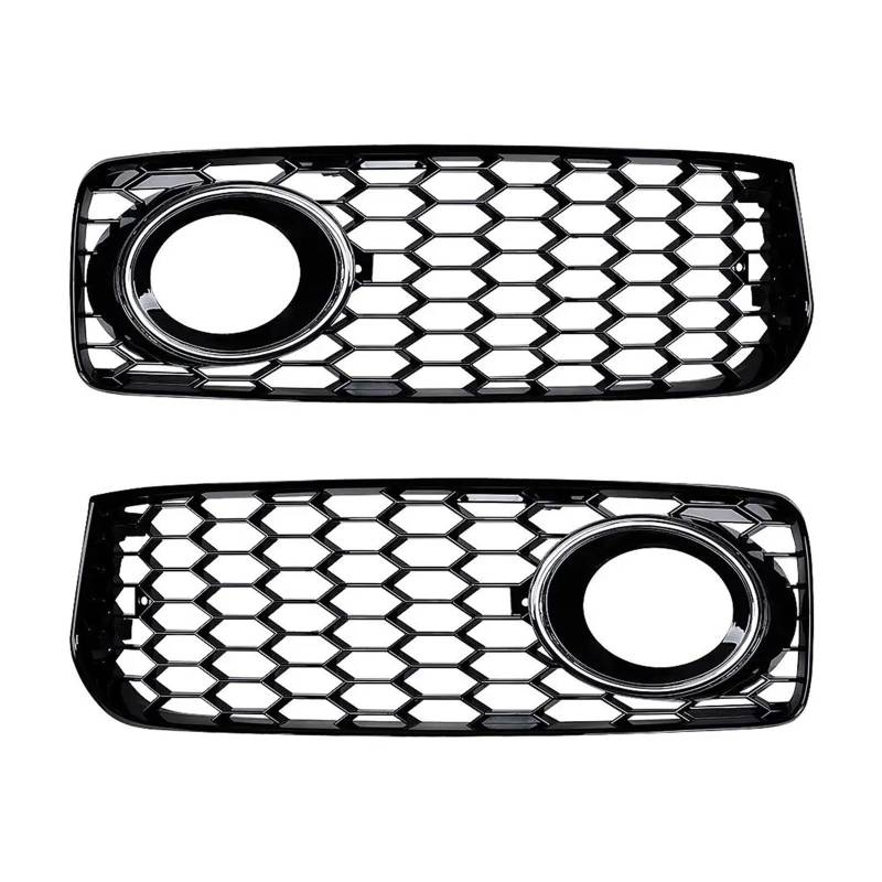 Paar Auto Nebelscheinwerfer Lampenabdeckung Trim Honeycomb Mesh Hex Frontgrill Grill Kompatibel for A5 S-Line S5 B8 RS5 2008 2009 2010 2011 2012(Silver) von OZBADCLZ