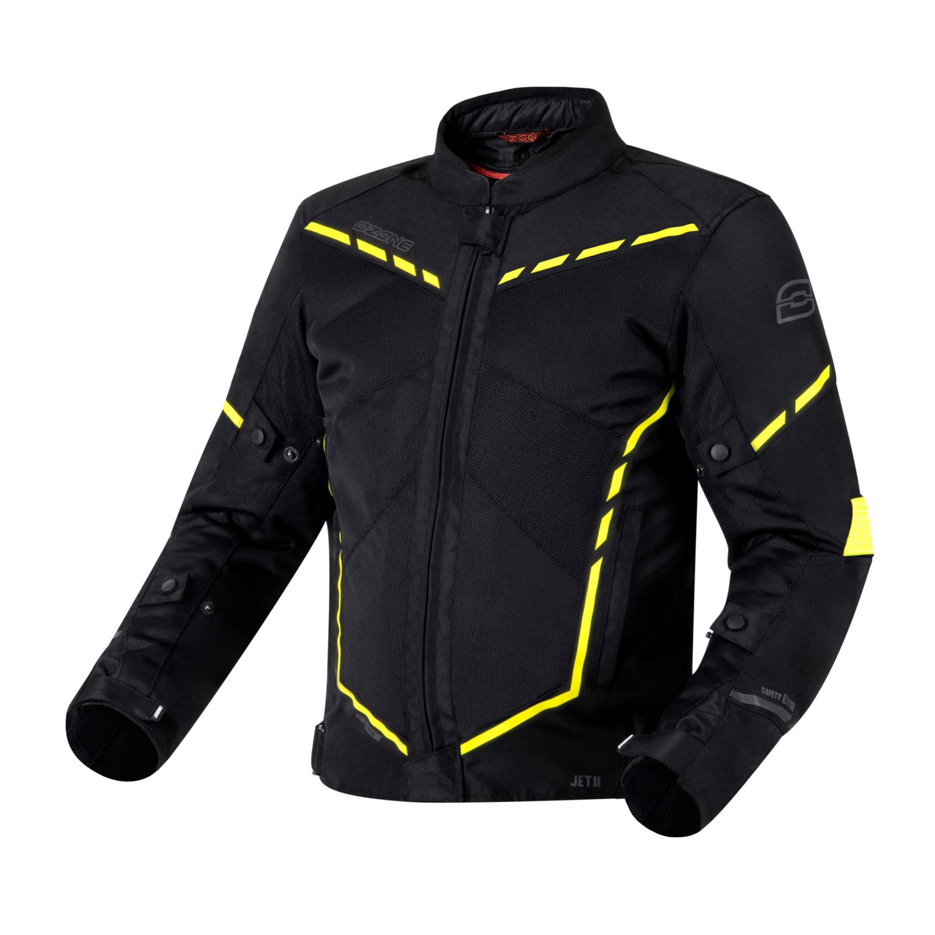 OZONE MOTO Jet II Motorradjacke Herren | Textil | Ellbogen und Schultern Protektoren Stufe 1 | Mesh-Einsätze | Abnehmbare wasserdichte Membran | Reflektierende Elemente von OZONE MOTO