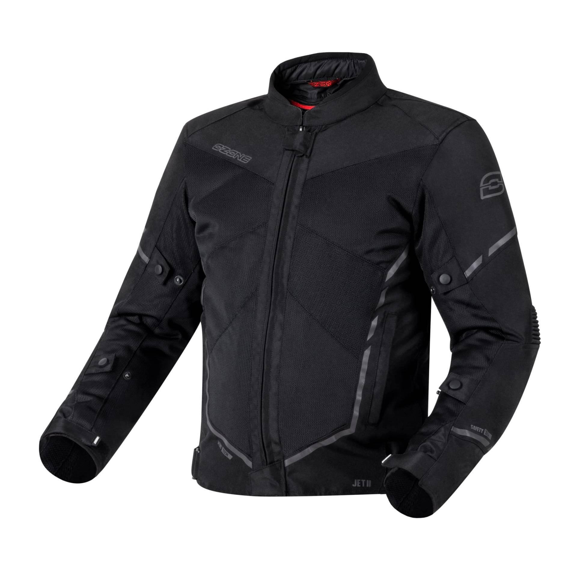 OZONE MOTO Jet II Motorradjacke Herren | Textil | Ellbogen und Schultern Protektoren Stufe 1 | Mesh-Einsätze | Abnehmbare wasserdichte Membran | Reflektierende Elemente von OZONE MOTO