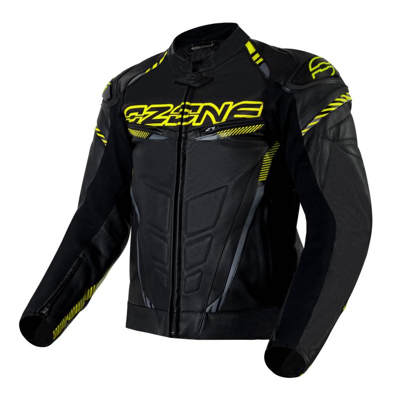 OZONE MOTO RS600 Motorradjacke Herren | Leder | Ellenbogen und Schulterprotektoren | 2 Belüftungskanäle | Schulterschieber von OZONE MOTO