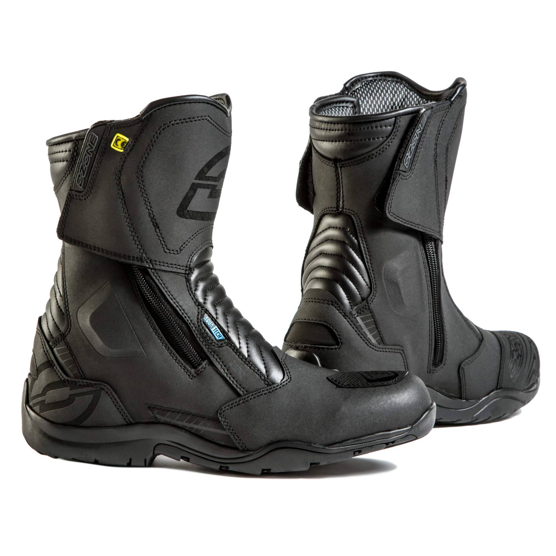 OZONE MOTO Rapid Motorradstiefel Herren und Damen | PU Leder | Hipora Membran | Zwei Lange Reißverschlüsse | Verstärkte Zehen, Fersen und Knöchel | Doppel und Dreifachnähte von OZONE MOTO