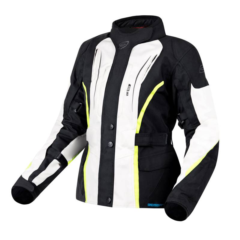 Ozone Sahara Lady Textile Motorradjacke für Frauen Ellbogen und Schultern Protektoren Reissa Membrane 10 Belüftungskanäle Reflektierende Elemente Taschen von OZONE MOTO