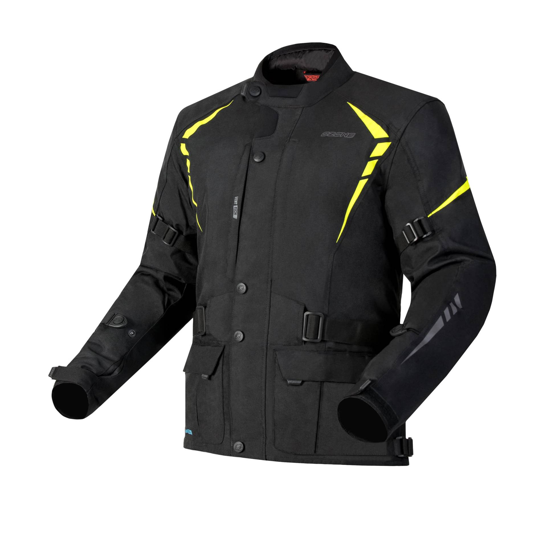 Ozone Traker Motorradjacke für Männer langlebige Materialien Membran Ellbogen und Schultern Protektoren 3 Lüftungskanäle 4 Taschen reflektierende Elemente von OZONE MOTO