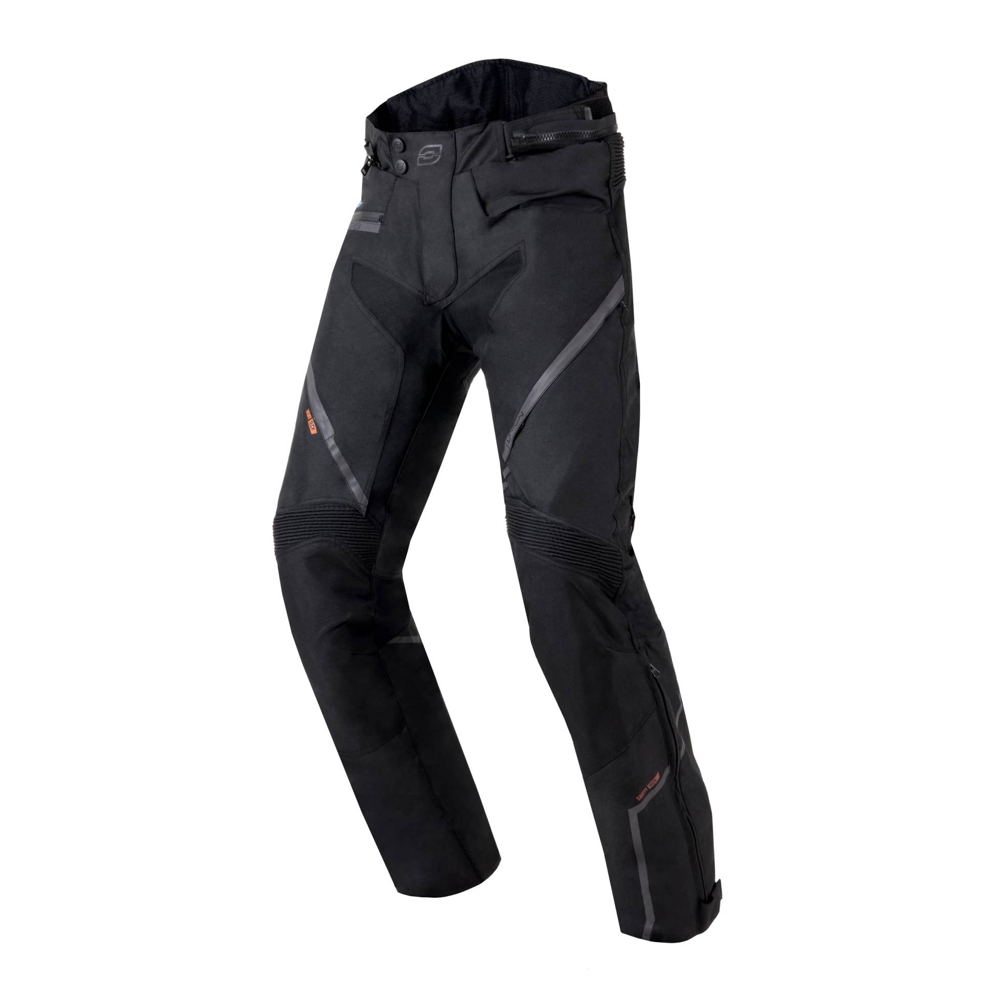 Ozone Union Textil Motorradhose für Männer Membran Knie Protektoren rutschfeste Paneele 4 Lüftungskanäle Reflektierende Elemente 3 Taschen, Schwarz, S von OZONE MOTO