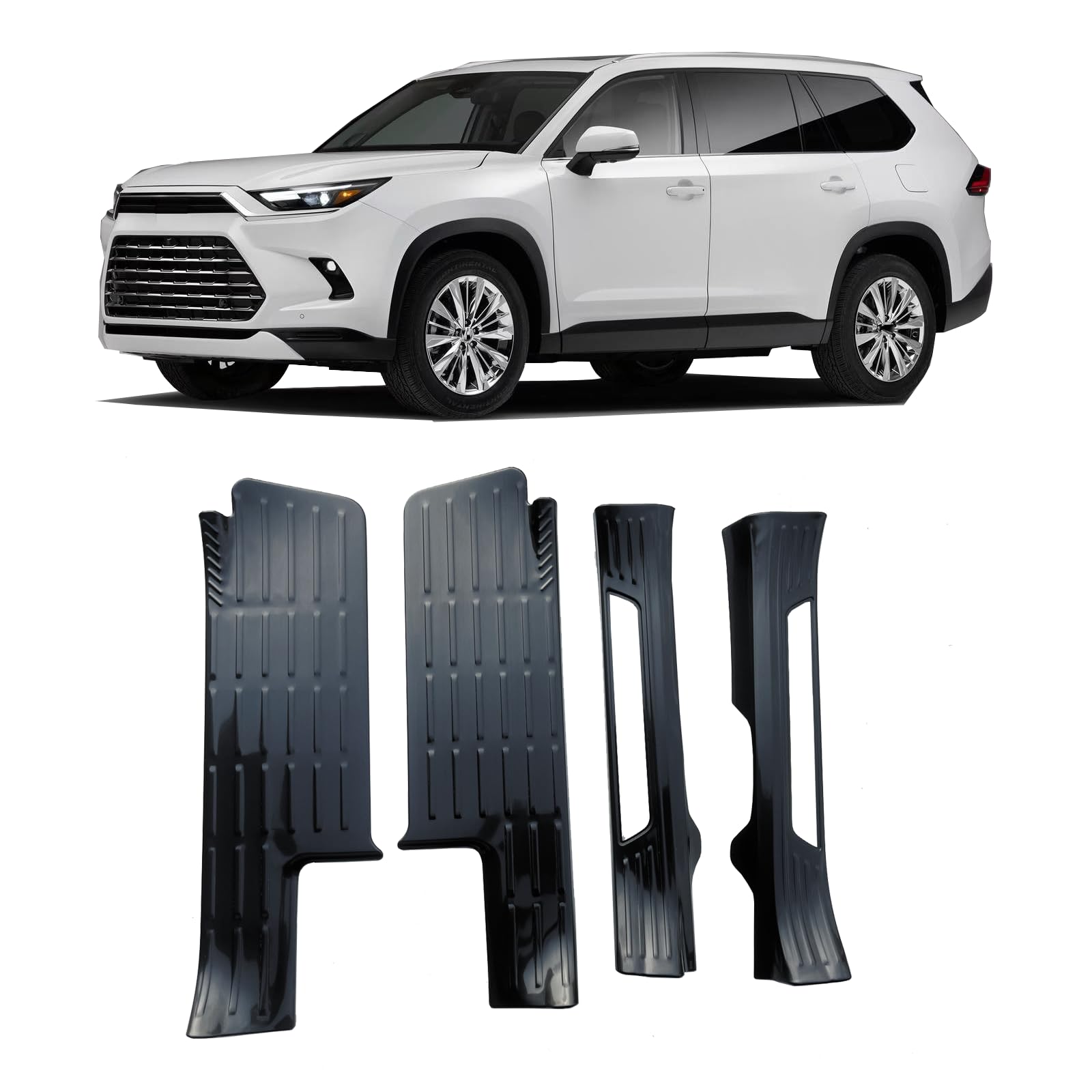 Auto-Innentürschwellen-Abnutzungsplatten-Schutzschutz for Toyota Grand Highlander 2023-2025, Edelstahl-Zierabdeckung, Autozubehör (Carbon)(Black) von OZSSLJJ