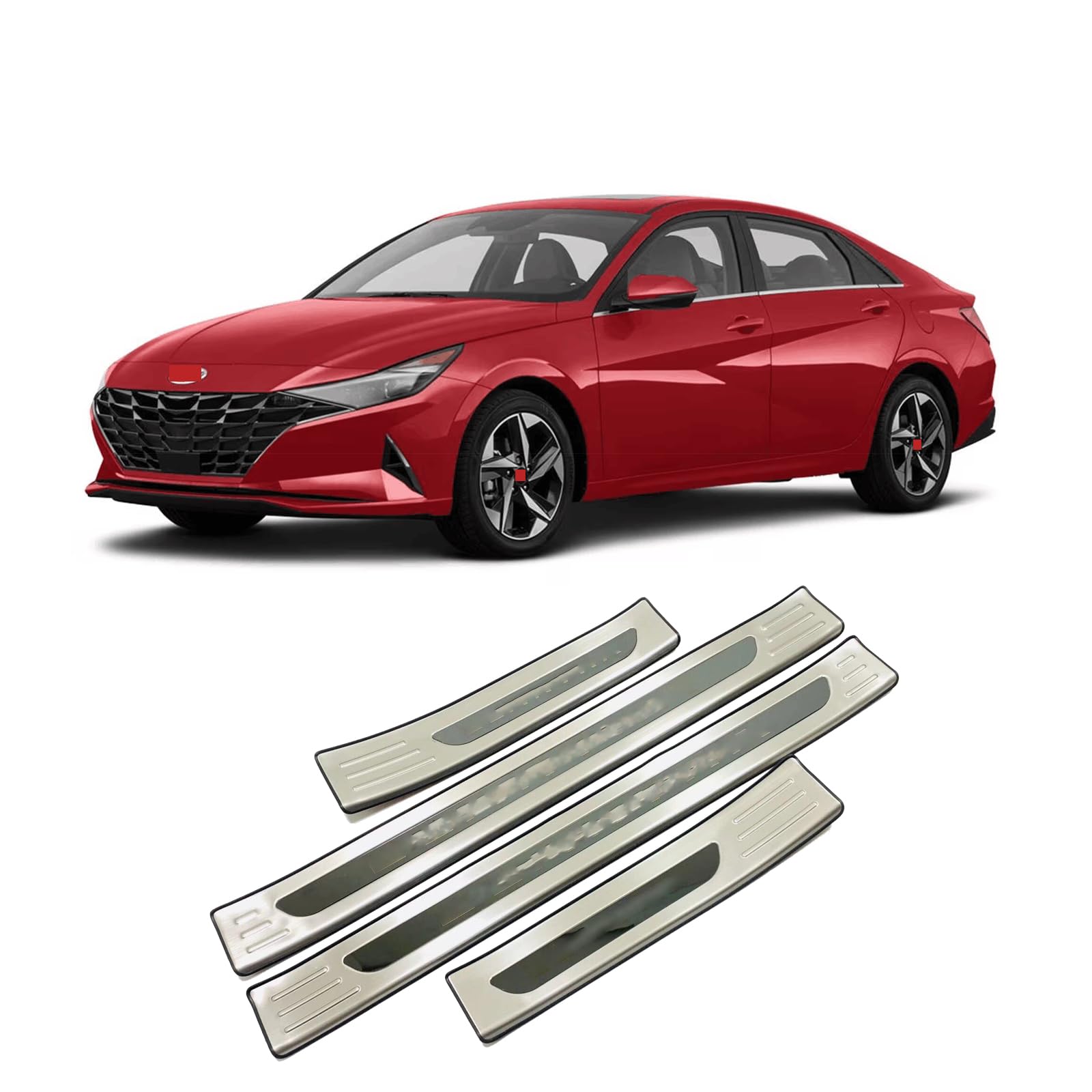 Car Door Sill Scuff Plate Guard Protector, for Hyundai Elantra 2021 2022 2023, Stainless Steel Trim Cover Accessories (Outside)(Outside) von OZSSLJJ