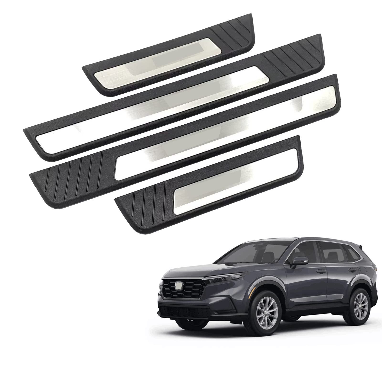 Car Door Sill Scuff Protector Guard, Compatible for Honda CRV 2023 Accessories, Steel Kick Panels Threshold Auto Parts Door Entry Guard von OZSSLJJ