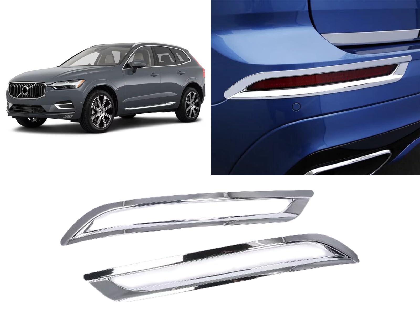 Car Rear Fog lamp Frame Fog lamp Decoration Fog lamp Protection Cover for Volvo XC60 Review 2018 2019 2020, Car Trim Exterior Decorative Protector Accessories von OZSSLJJ