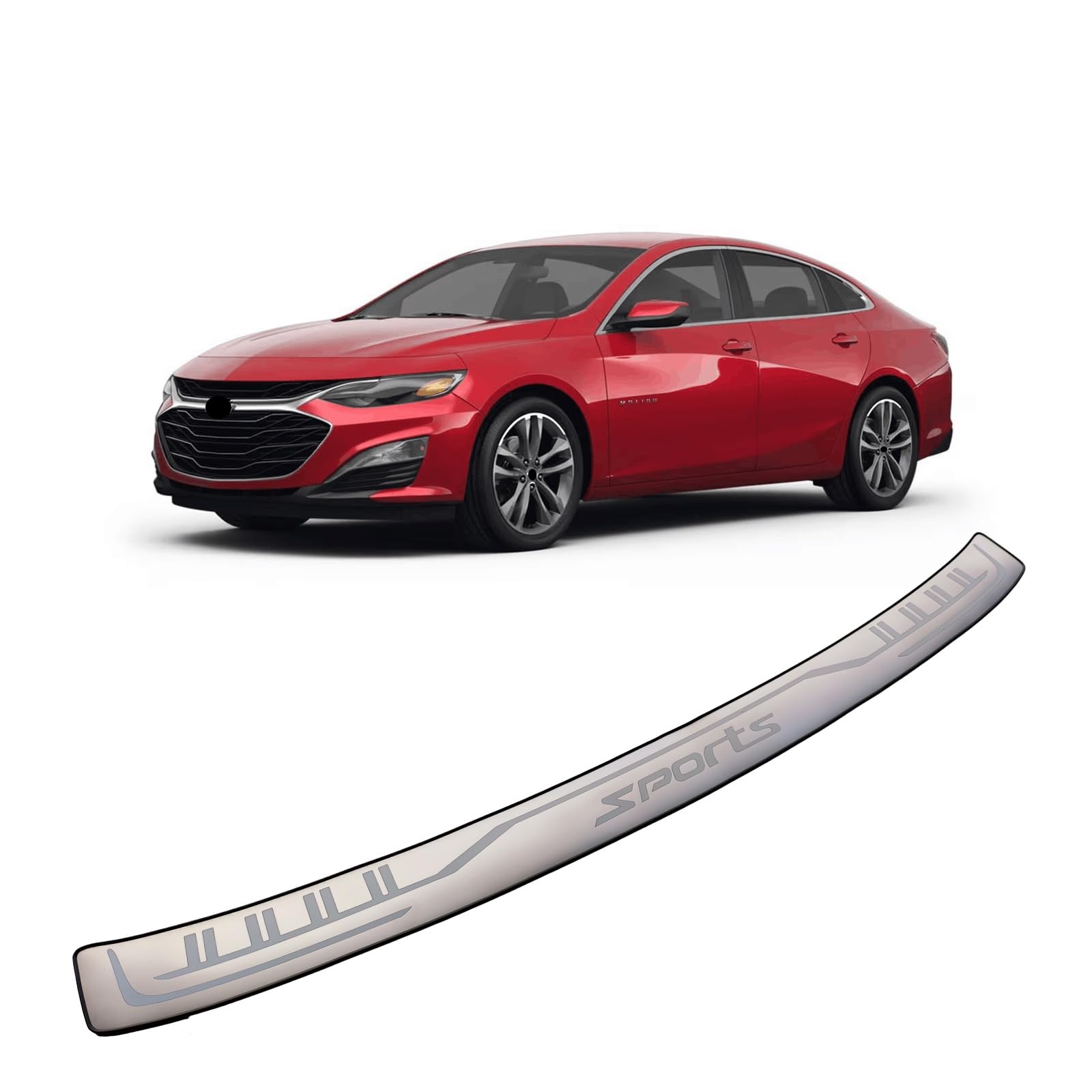 Car Stainless Steel Rear Bumper Protector, for Chevy Malibu 2016-2024 Accessories, Auto Parts Tailgate Back Trunk Door Sill Cover Scuff Plate Strip Guard Protection von OZSSLJJ