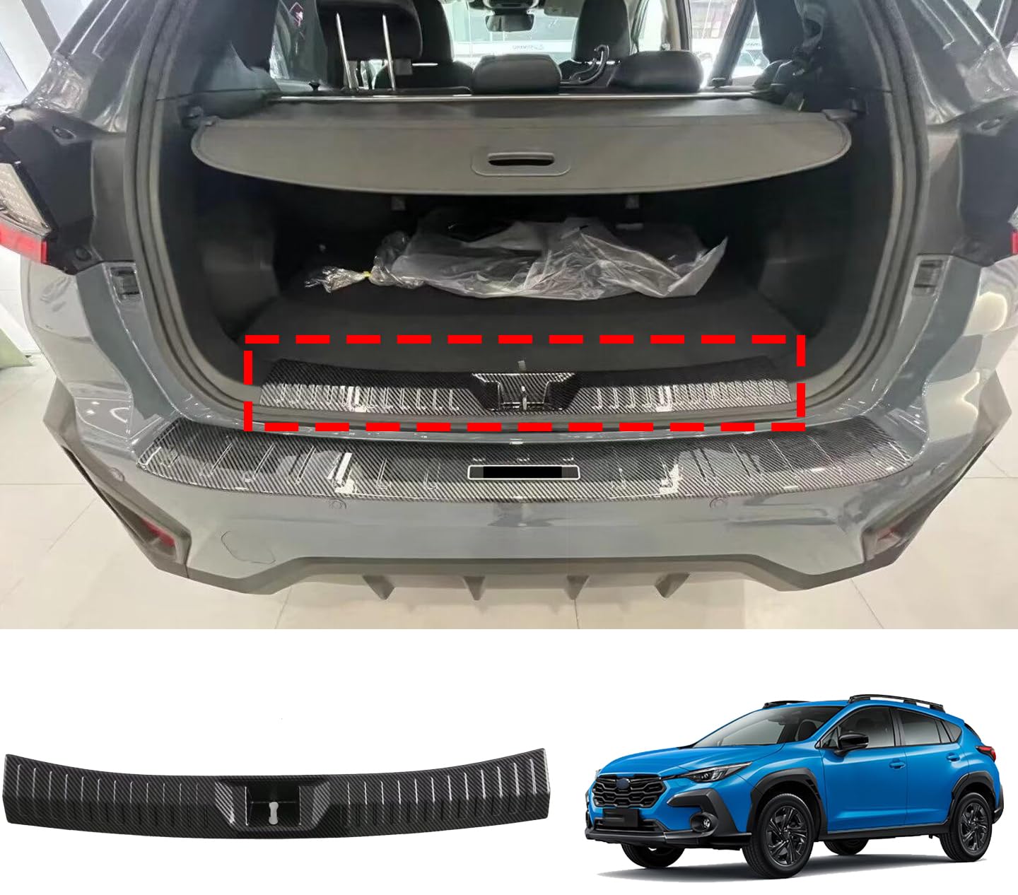 Car Stainless Steel Rear Bumper Protector, for Subaru Crosstrek 2024 + Accessories, Auto Parts Tailgate Back Trunk Door Sill Cover Scuff Plate Strip Guard Protection (Inside)(Inside) von OZSSLJJ