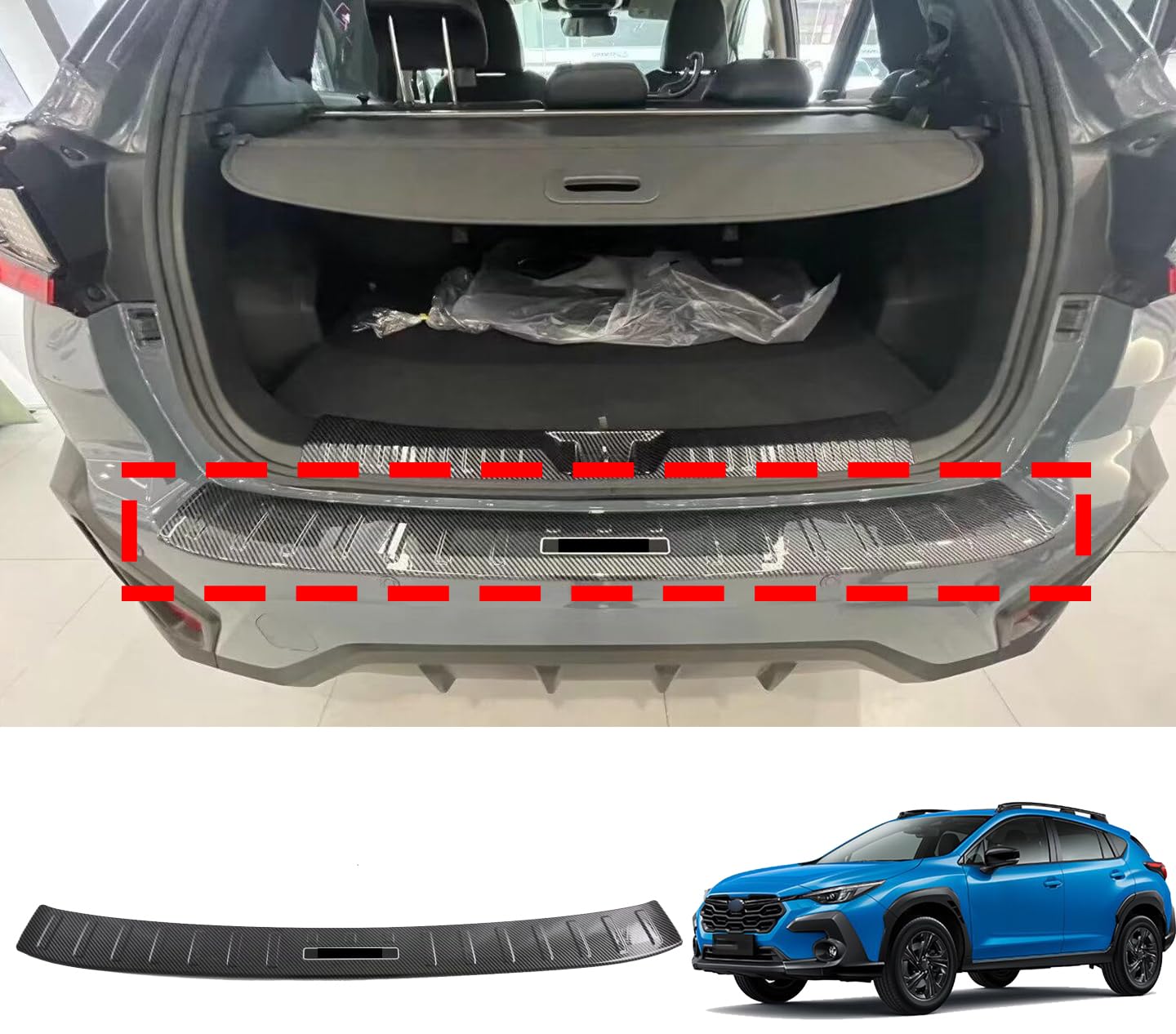 Car Stainless Steel Rear Bumper Protector, for Subaru Crosstrek 2024 + Accessories, Auto Parts Tailgate Back Trunk Door Sill Cover Scuff Plate Strip Guard Protection (Inside)(Outside) von OZSSLJJ