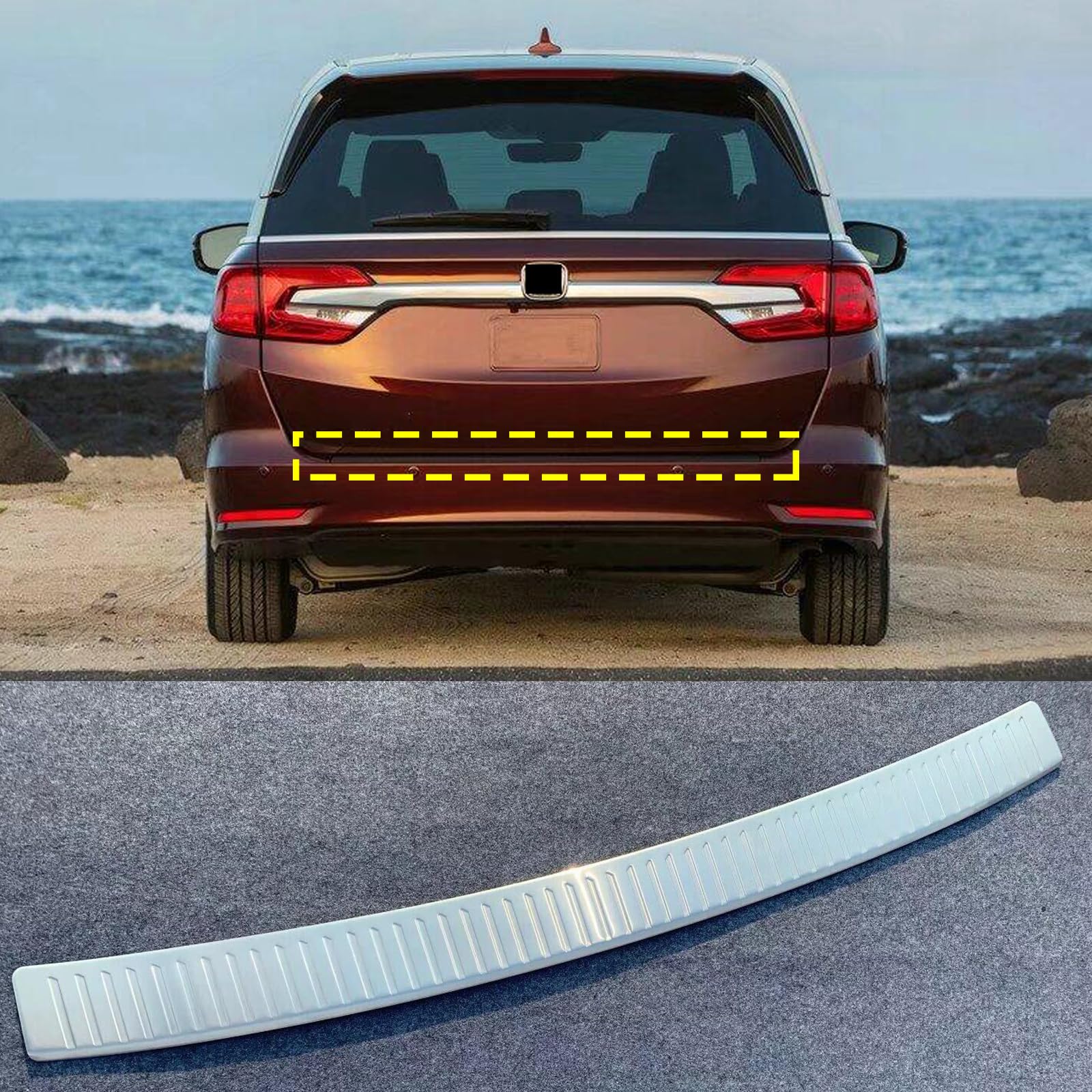 Car Stainless Steel Rear Door Bumper Protector, for Honda Odyssey 2018 2019 2020 Accessories,Auto Parts Tailgate Back Trunk Sill Cover Scuff Plate Strip Guard Protection von OZSSLJJ