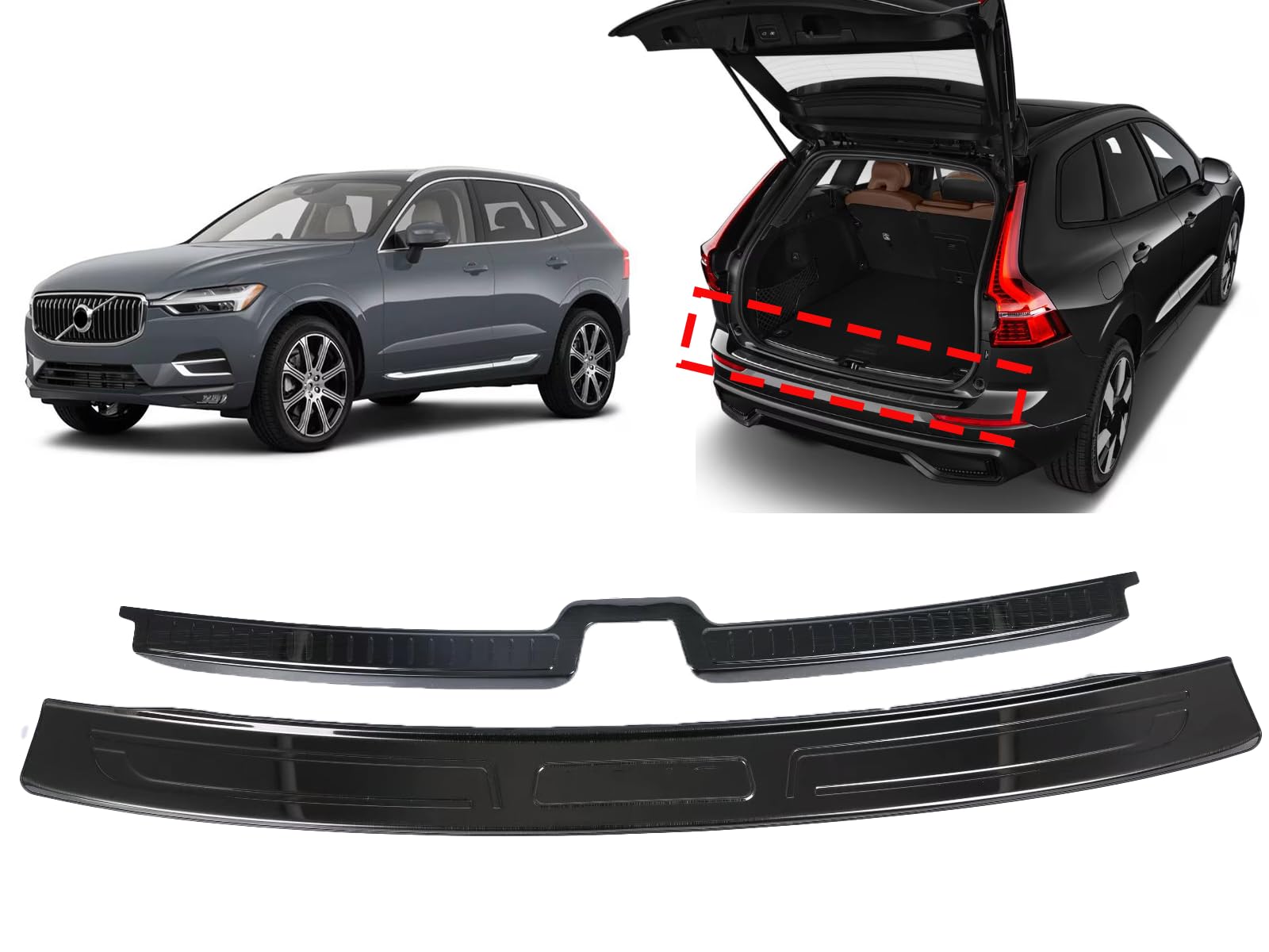 Car Stainless Steel Rear Door Bumper Protector, for Volvo XC60 Review 2018 2019 2020,Auto Parts Tailgate Back Trunk Sill Cover Scuff Plate Strip Guard Protection (Outside, Carbon fiver)(Carbon Fiver,O von OZSSLJJ