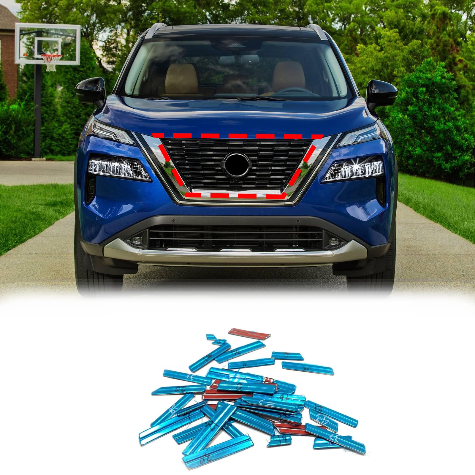 Front Grill Trims Protector Covers for Nissan Rogue 2021 2022 2023 Car Accessories, Chrome Trim Exterior Decorative Protector von OZSSLJJ