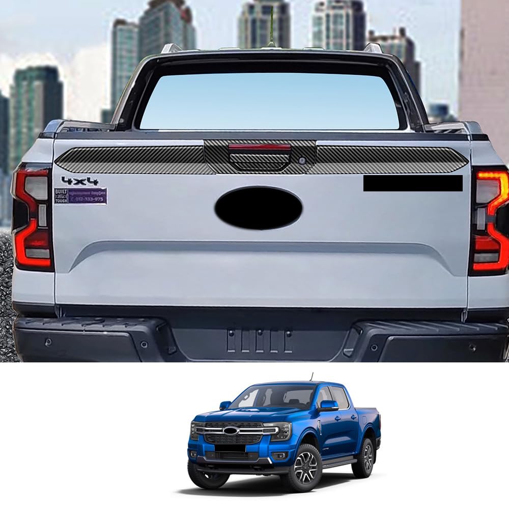 Laderaumtürverkleidung, for Ford Ranger 2024 Zubehör Kohlefaser Pickup Ladeflächentürschutzmatte von OZSSLJJ