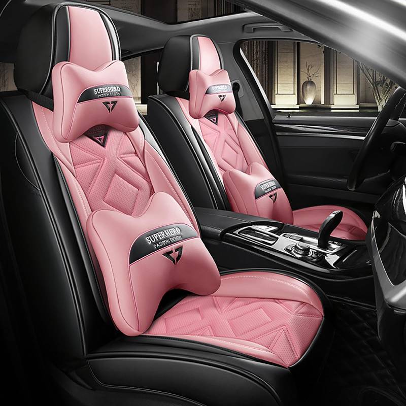 OZSSLJJ Sitzbezüge Auto Universal Komplettset for Citroen C-Crosser C-Elysee C1 C2 C3 C4 C5 C6 C8 DS3 DS4 DS5 DS 4S DS 5LS DS6 DS7(Pink) von OZSSLJJ