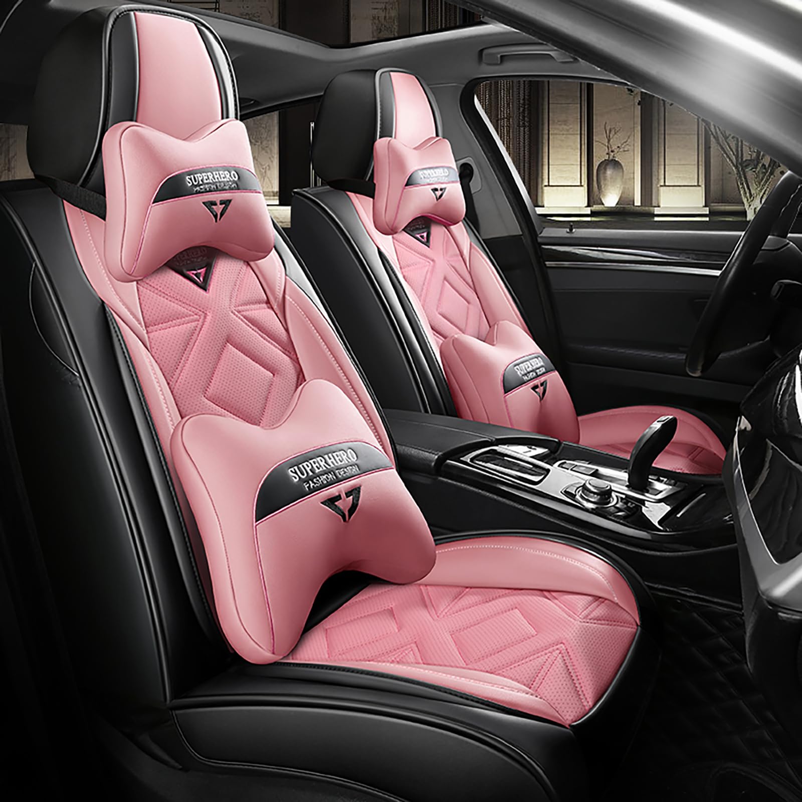 OZSSLJJ Universal-Autositzbezüge, komplettes Set for Buick Encore Envision Regal Lacrosse Royaum Sail Verano | Autozubehör(Pink) von OZSSLJJ