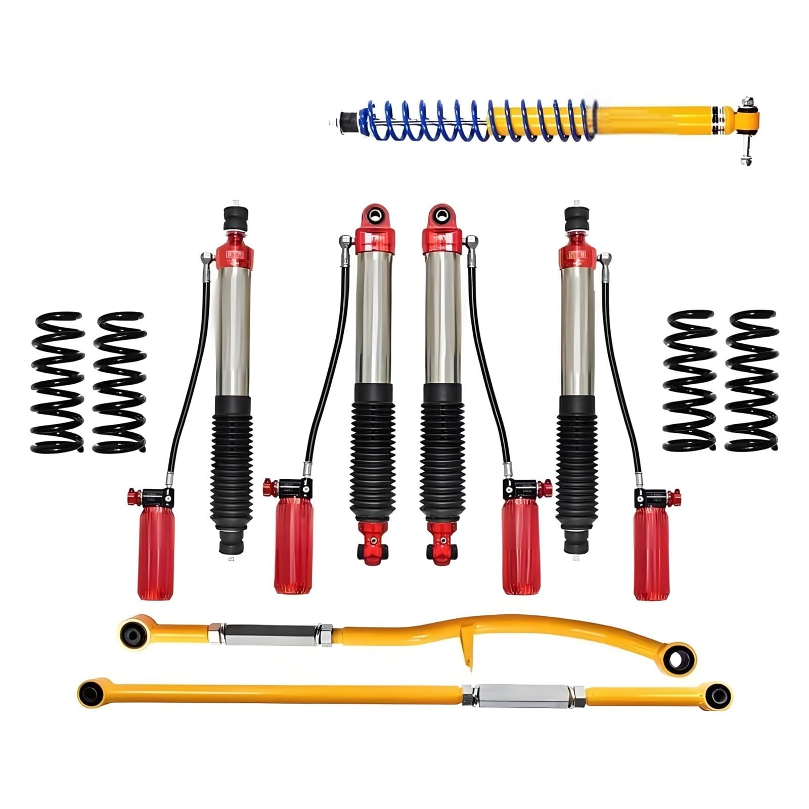 4x4 Off Road Suspension Doppelschlauch 2,5 Durchmesser kompatibel for Nissan Patrol Y61-y60 Autos Stoßdämpfer Lift Kit(Lifted by 100cm) von OZTSR