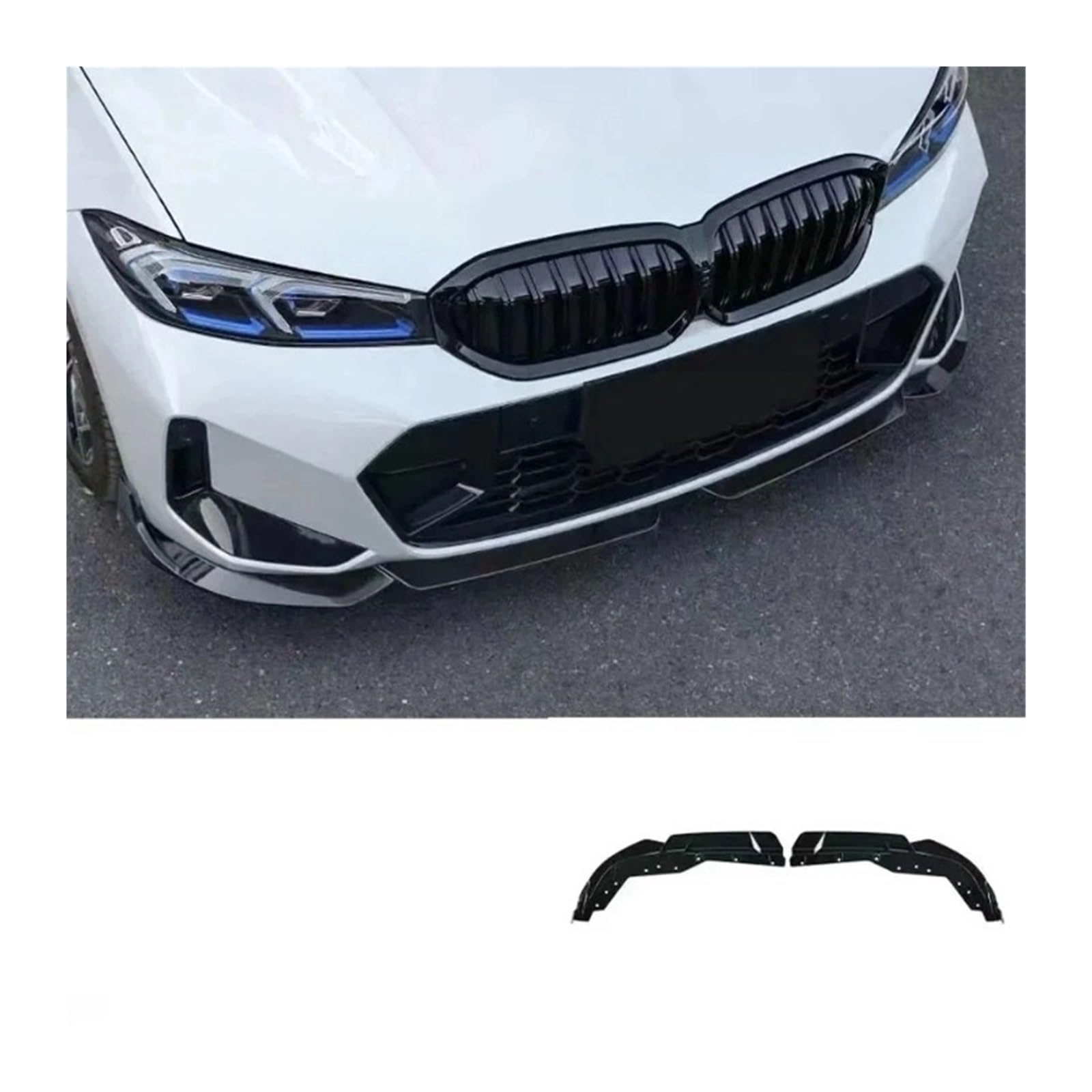 OZTSR 2 Teile/satz MP Stil Front Stoßstange Splitter Lip Spoiler Diffusor Schutz Body Kit Abdeckung Kompatibel for BMW 3 Serie g20 G28 Lci 2023 + Glanz Schwarz(Gloss Black1) von OZTSR