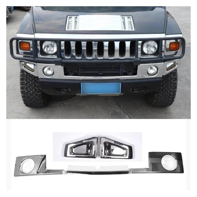 OZTSR ABS Silber/Schwarz Auto Frontstoßstange Untere Zierleiste Nebelscheinwerfer Zierleiste Kompatibel for Hummer H2 2003 2004 2005 2006 2007 2008 2009 Auto-Außenzubehör(5pcs-Silver) von OZTSR