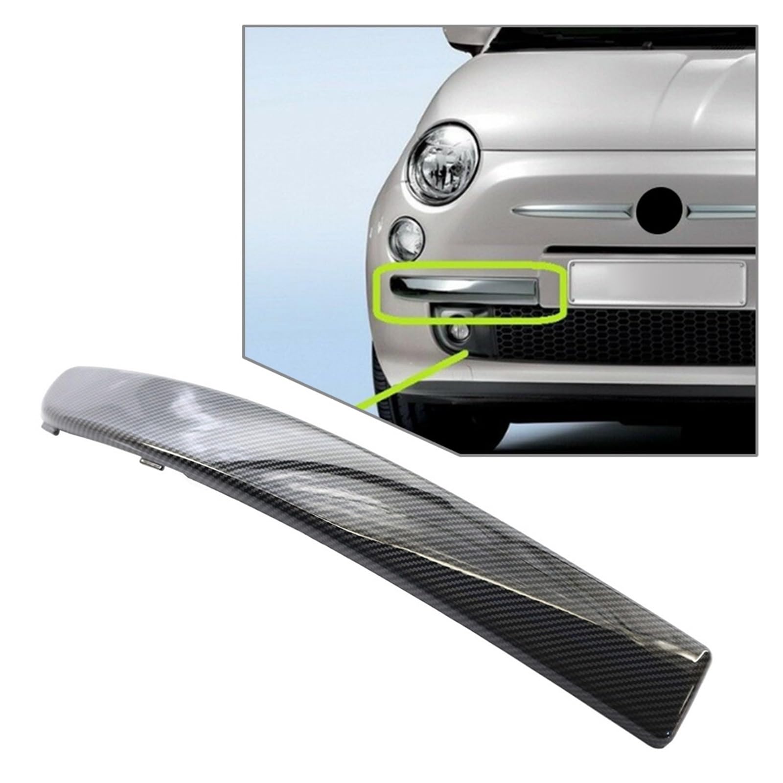 OZTSR Auto Rechts/Links Vorne Stoßstange Zierleiste Dekorative Trim Carbon Faser ABS Kompatibel for FIAT 500 2007 2008 2009 2010 2011 2012 2013 2014 2015(Right) von OZTSR