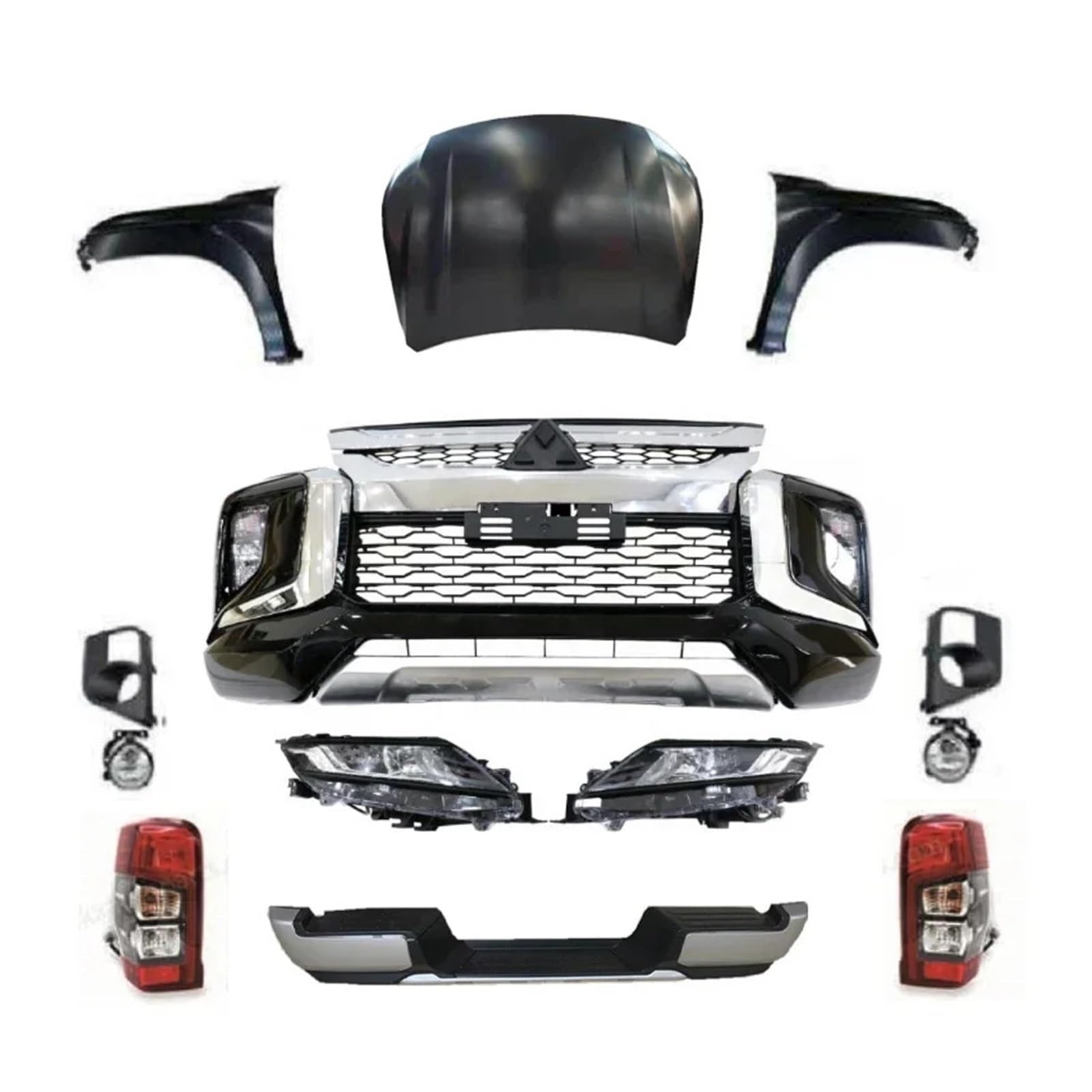 OZTSR Auto vorne hinten Stoßstange Facelift Wide Conversion Bodykit Body Kit kompatibel for Mitsubishi Triton L200 2016 2017 2018 2019 Upgrade auf 2020 2021 von OZTSR