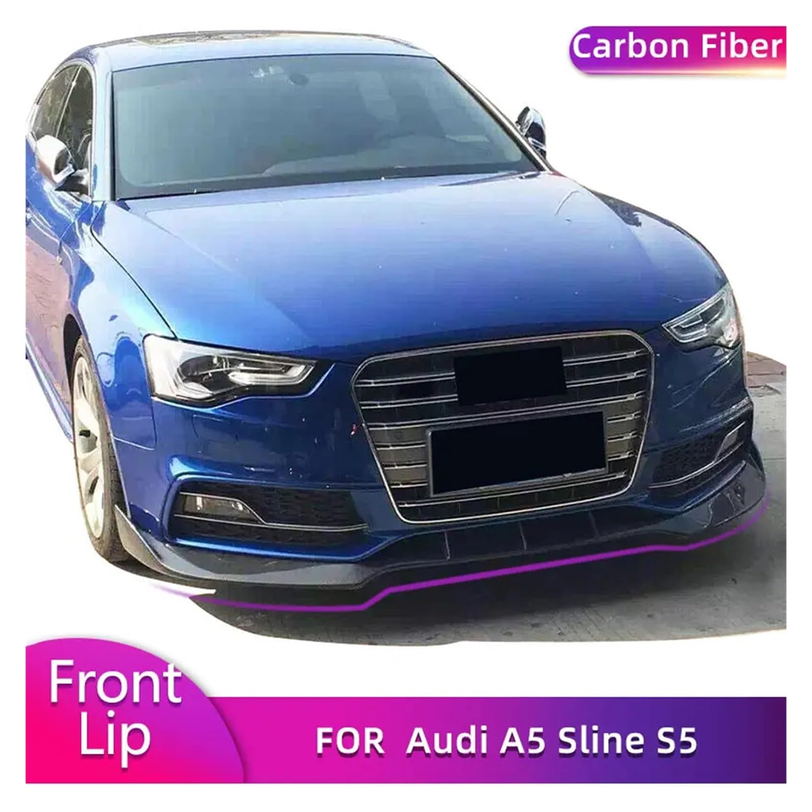 OZTSR Carbon Fiber Car Front Bumper Lip Spoiler Kinn Schürze Kompatibel for Audi A5 S line S5 8T 2012 2013 2014 2015 2016 nicht Standard(Style 2) von OZTSR