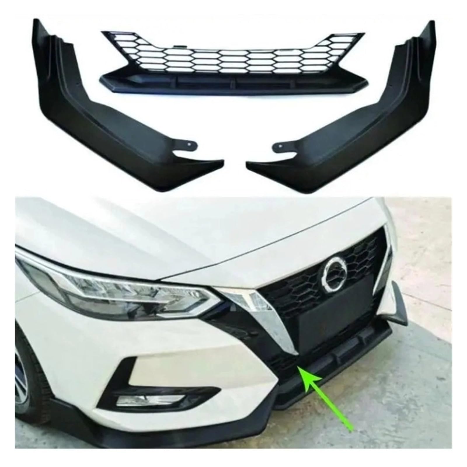 OZTSR Frontschürze Lip Spoiler Schürze Boden Gitter Grill Kompatibel for Nissan Sylphy 2020 2021 2022 Auto Außen Teile Zubehör körper Kit Rock(Fake carbon fiber) von OZTSR