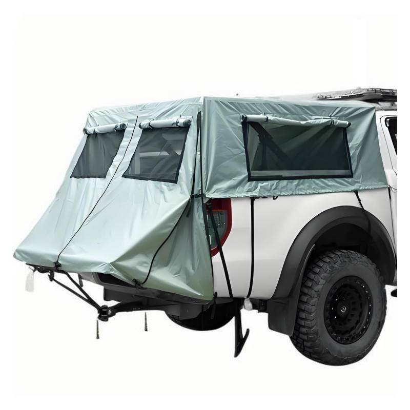 OZTSR Harte, Faltbare Ladeflächenabdeckung, kompatibel mit Toyota Tacoma Double Cab Bed 5', 4-in-1-Multifunktions-Ladeflächenabdeckungen for LKWs, leichtes Aluminium und Manganstahl(Tent) von OZTSR