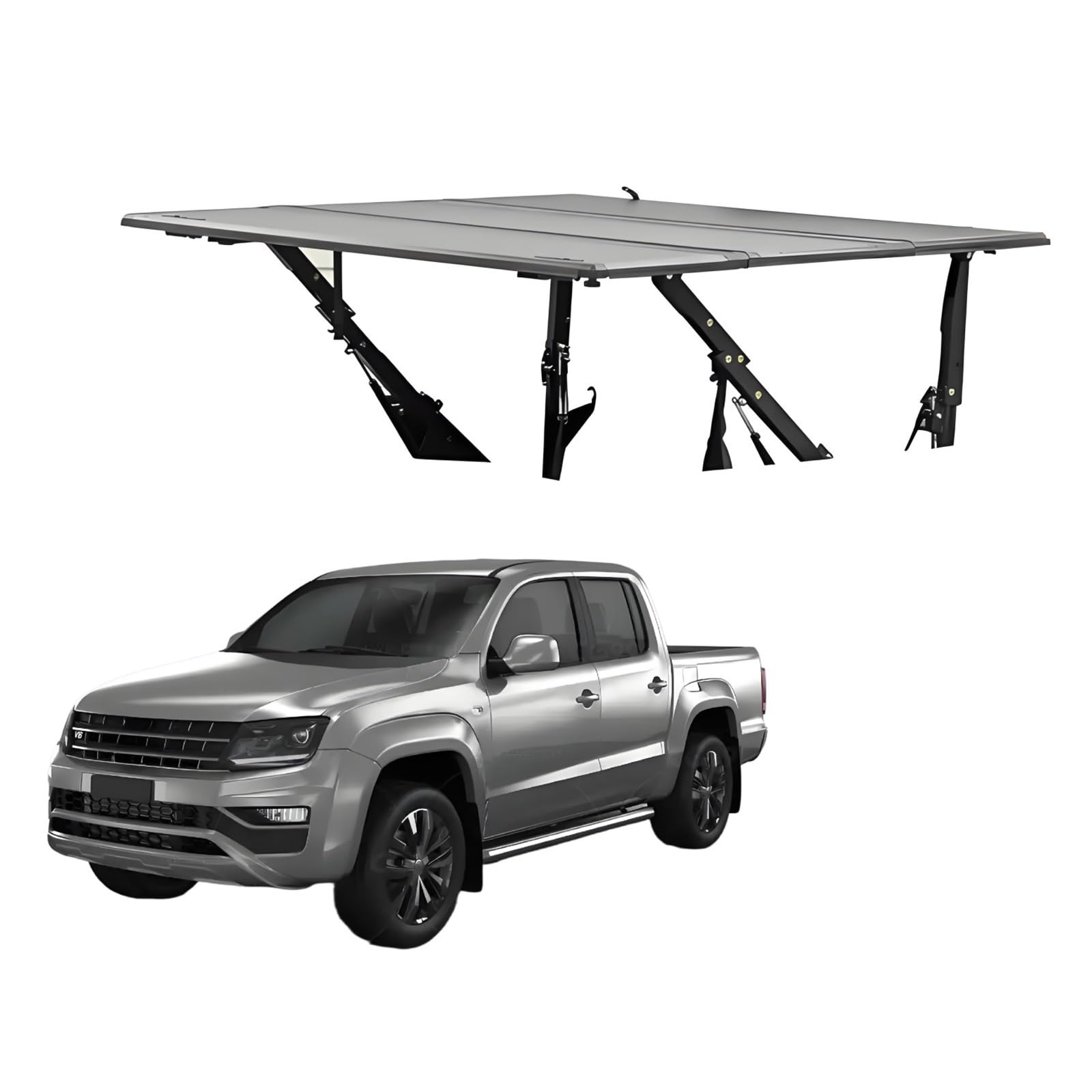 OZTSR Harte, Faltbare Ladeflächenabdeckung, kompatibel mit VW Amarok 2011–2024, 4-in-1-Multifunktions-Ladeflächenabdeckungen for LKW, leichtes Aluminium und Manganstahl(Truck Bed Cover) von OZTSR