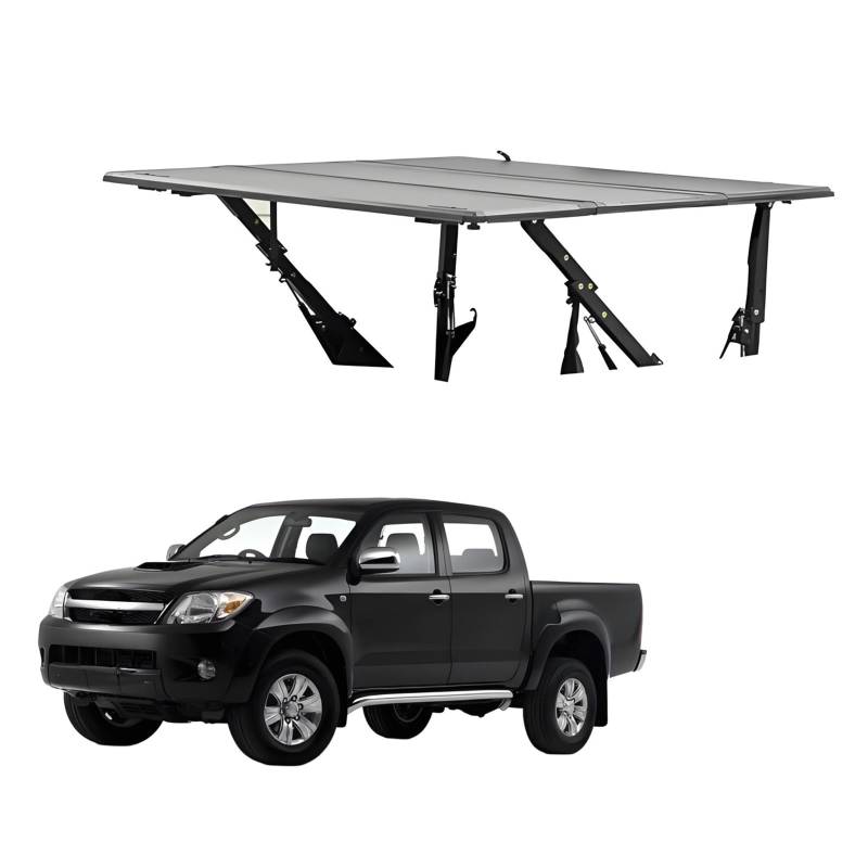 OZTSR Harte, faltbare Ladeflächenabdeckung, kompatibel mit Toyota Hilux Vigo Double Cab Bed 1,52 m 2005–2014, 4-in-1-Multifunktions-Ladeflächenabdeckungen for LKW, leichtes Aluminium und Manganstahl(A von OZTSR