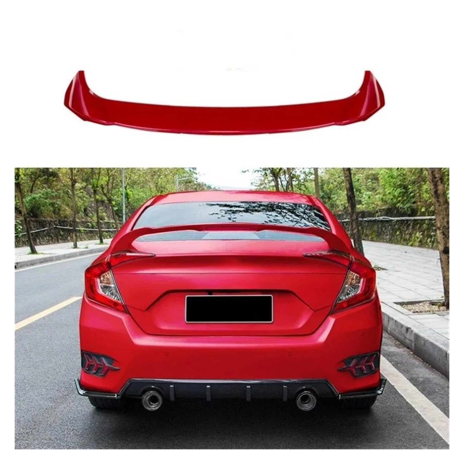 OZTSR Heckflügel mit Licht, kompatibel for Honda 2016 2017 2018 10. Generation Civic, ABS-Heckspoilerflügel, Heckspoiler-Bodykits(Red) von OZTSR