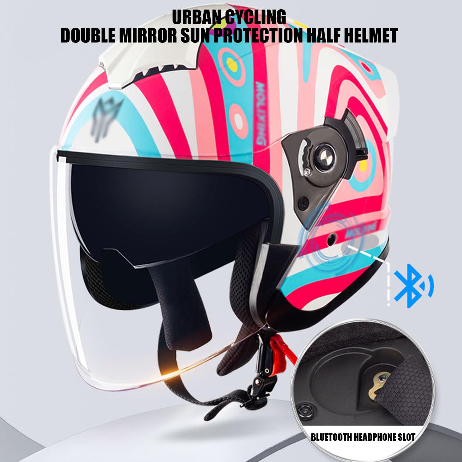 Erwachsene Motorrad Integralhelme, Motorrad Klapphelme Mit Visier, Motorrad Halber Offener Helm, DOT/ECE-Zugelassen Open Face Motorrad Helme, Herren Damen Halbhelme Für Chopper Scooter ,L=(59-60cm),FF von OZXDKJ