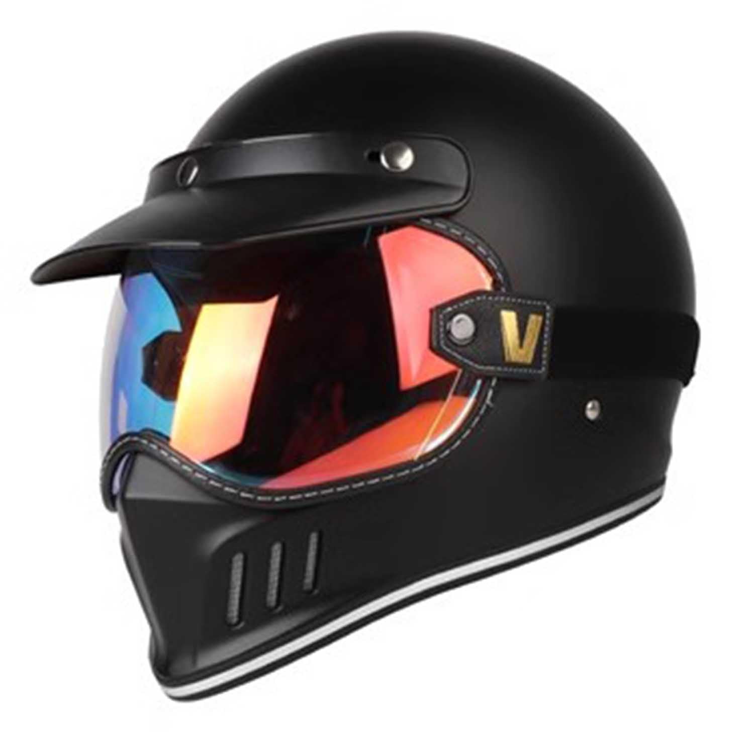 Herren Damen Open Face Motorrad Helme, Motorrad Mit Schutzbrille Halber Klapphelme, Motorrad Integralhelme, DOT/ECE-Zugelassen Motorrad Lokomotive Helme, Für ATV UTV Motorrad Jethelme ,M=(57-58cm),BB von OZXDKJ