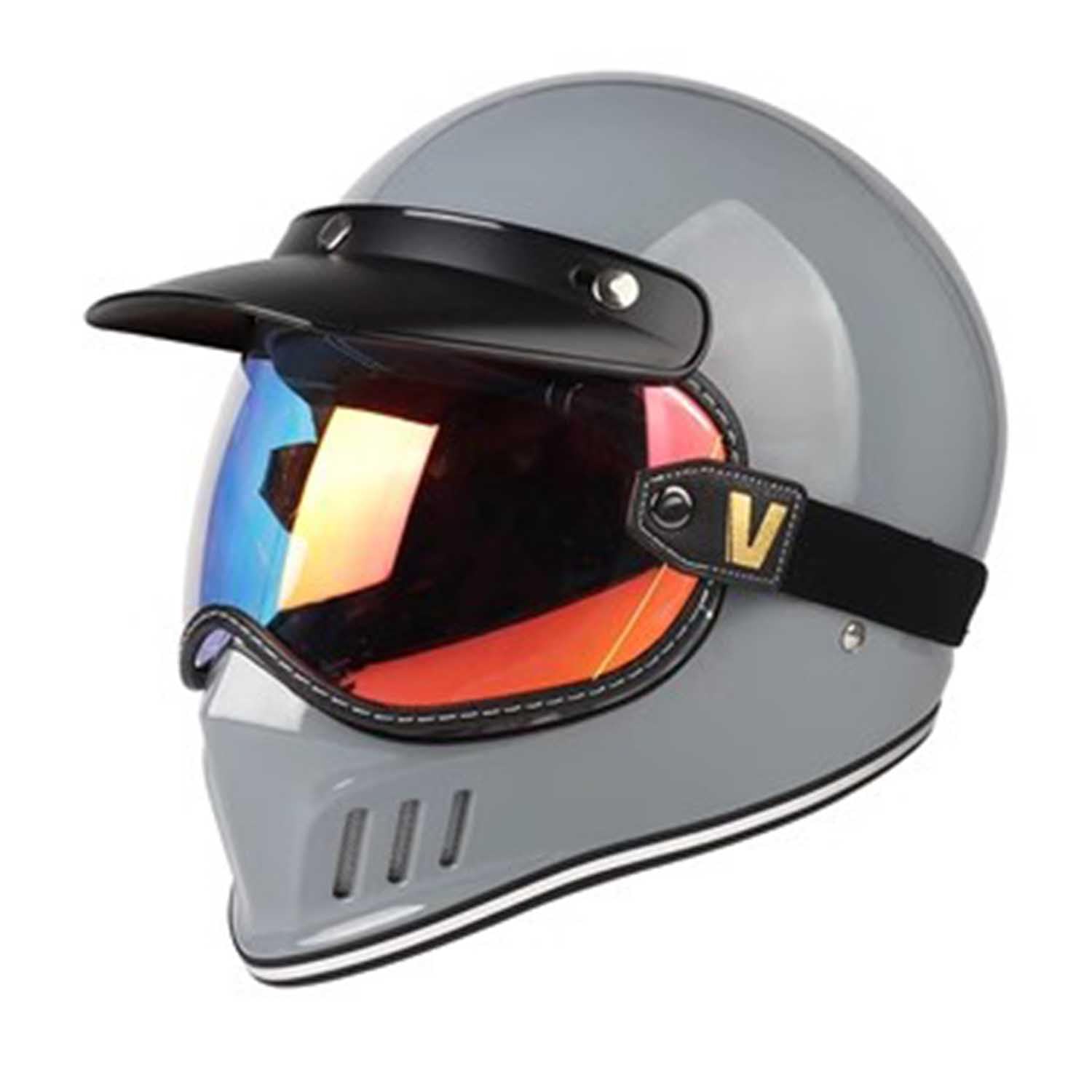 Motorrad Halber Klapphelme, Mit Schutzbrille Motorrad Integralhelme, DOT/ECE-Zugelassen Motorrad Lokomotive Helme, Für ATV UTV Motorrad Herren Damen Open Face Helme, Motorrad Jethelme von OZXDKJ