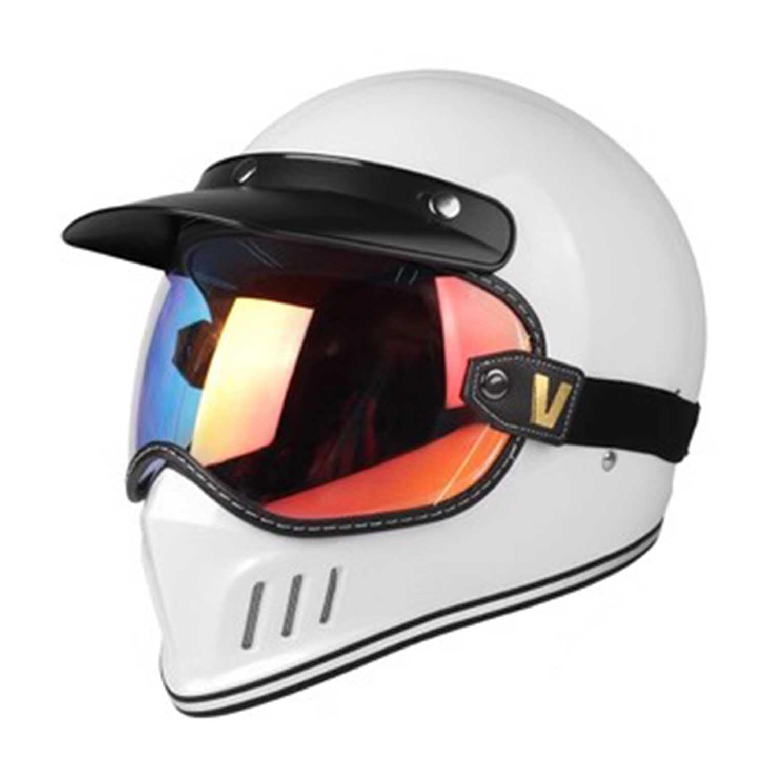 Motorrad Halber Klapphelme, Motorrad Integralhelme, DOT/ECE-Zugelassen Motorrad Lokomotive Helme Mit Schutzbrille, Für ATV UTV Motorrad Herren Damen Open Face Helme, Motorrad Jethelme von OZXDKJ