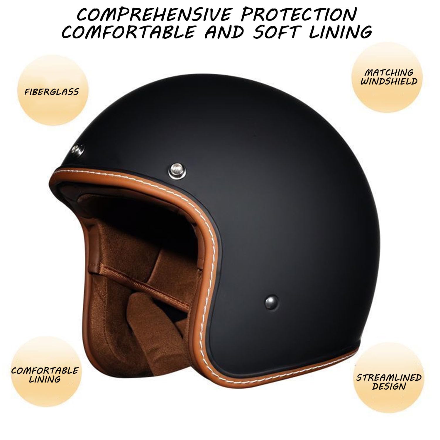 Motorrad Lokomotive Helme, Offener Helme DOT/ECE-Zulassung, Motorradhelm Herren Damen 3/4 Helm Mit Schutzbrille, Motorrad Halbhelme Für Chopper Scooter ATV UT ,M=(57-58cm),EE von OZXDKJ