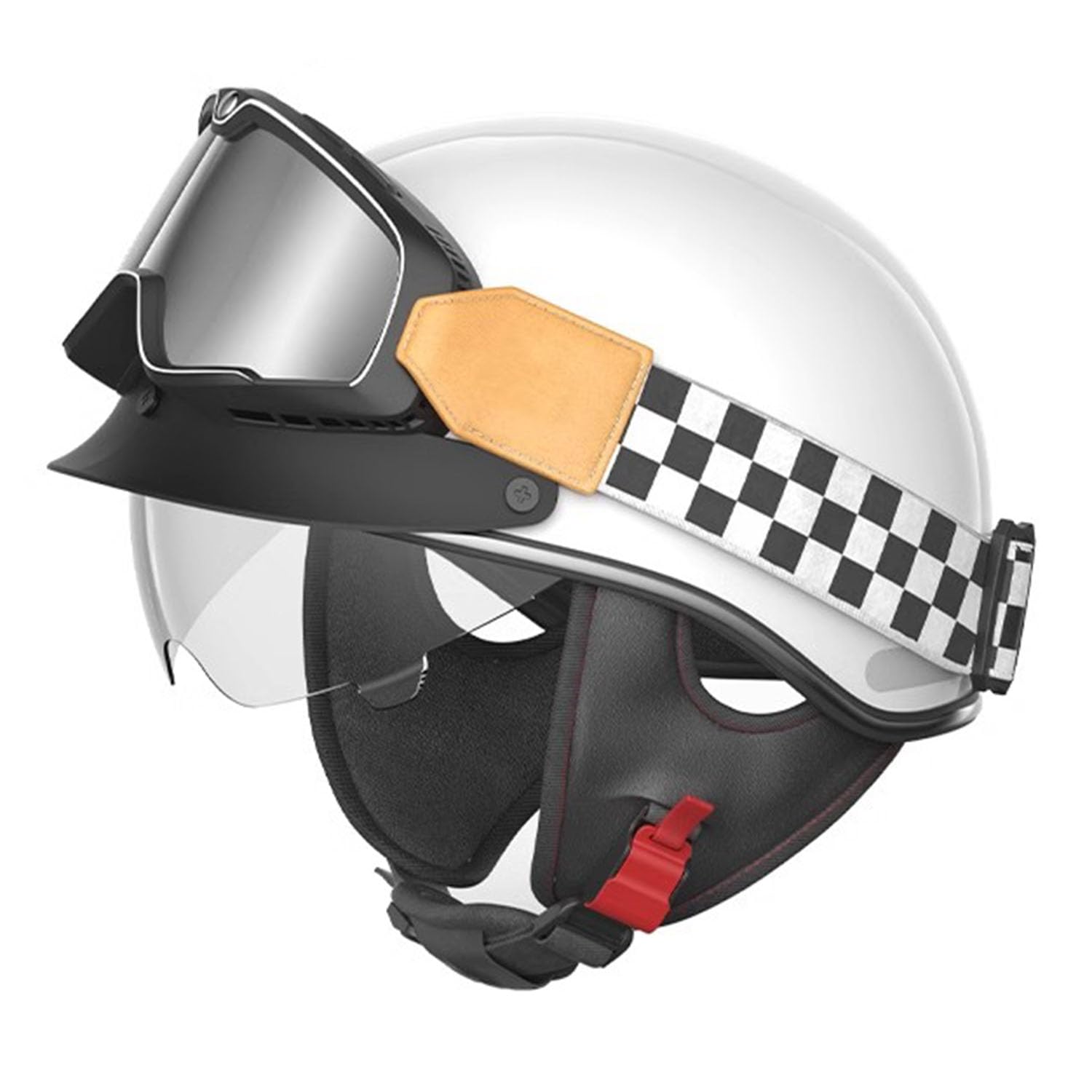 Motorradhelm Herren Damen, Open Face Motorrad Helme, Retro Motorrad Offener Helme, Motorrad Mit Schutzbrille Halbhelme, DOT/ECE-Zulassung Helme Für Cruiser Chopper Brain Cap Helme ,BB von OZXDKJ