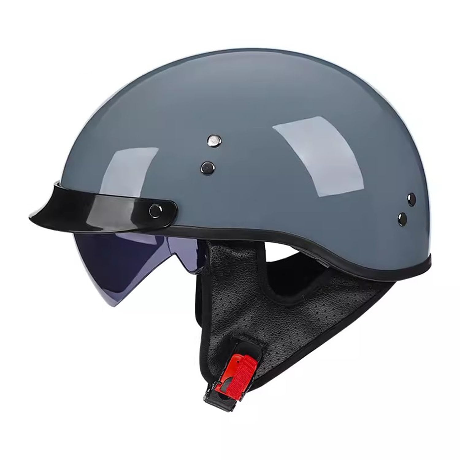 Vintage Motorrad Brain Cap Helme Herren Damen, Mit Visier Motorradhelm, Glasfaserverstärkter Kunststoff Offener Helm, DOT/ECE-Zulassung Motorrad Halbhelme Für Chopper Scooter ,XXL=(63-64cm),AA von OZXDKJ