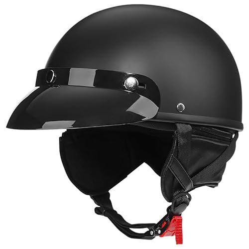 Vintage Motorrad Offener Helm, Mit Visier Halbhelme, Motorrad Open Face Helme, Motorradhelm DOT/ECE-Zulassung, Motorrad Jethelme, Für Erwachsene Scooter Moped Pilotenhelm ,AA von OZXDKJ