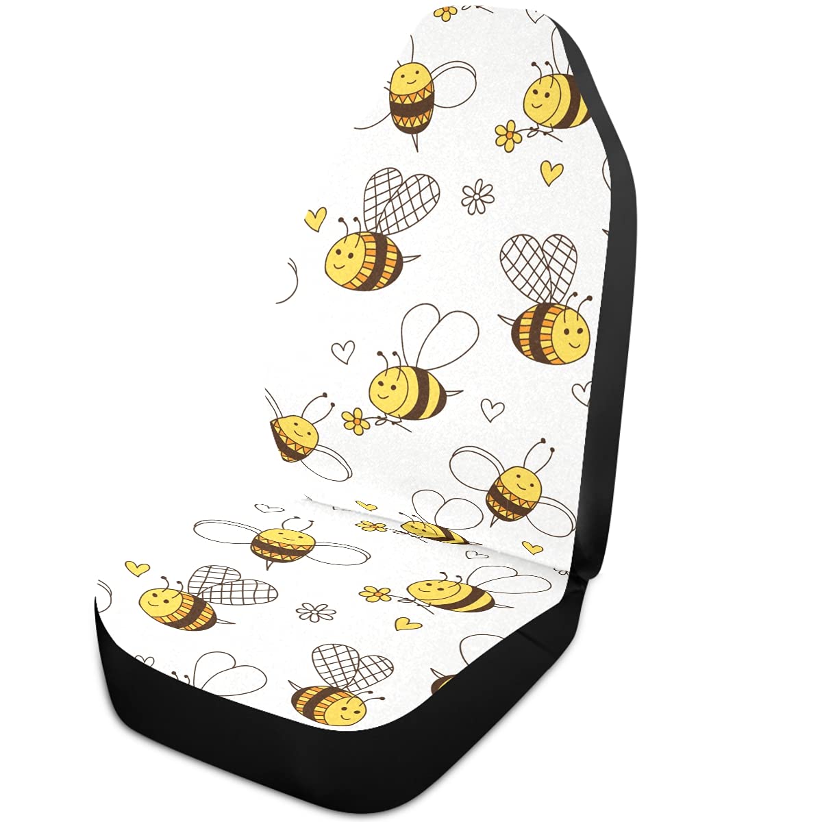 Oarencol Autositzbezüge mit süßem Bienen-Herz-Motiv, universell, für Vordersitze, passend für Autos, LKW, SUV, Van. von Oarencol