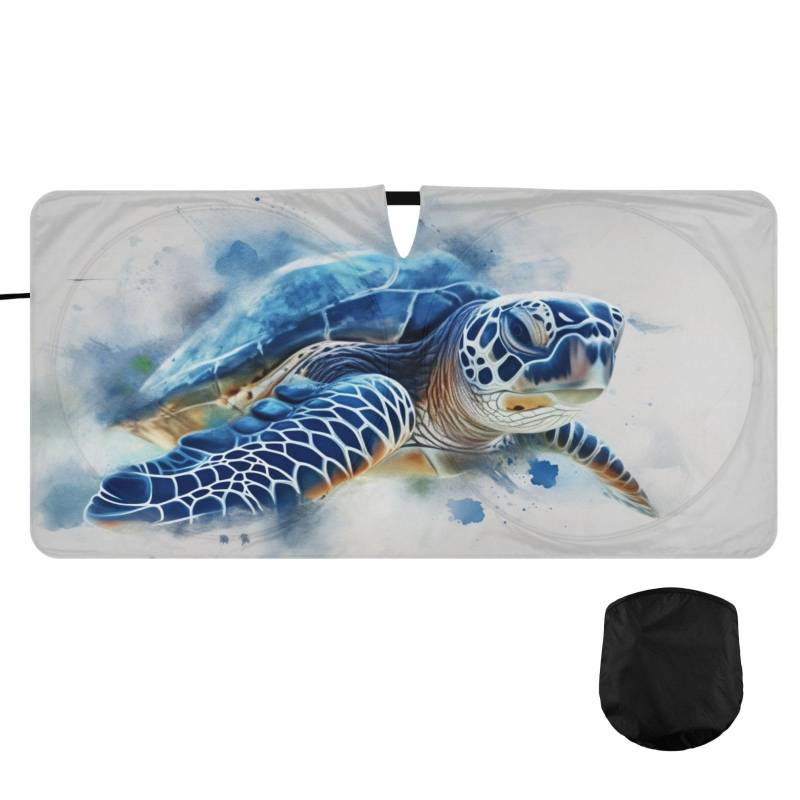 Oarencol Windshield Sun Shade Watercolor Turtle Car Sunshade for Auto Truck SUV, Sun Shield That Keeps Your Vehicle Cool, Foldable, Storage Bag 62 x 32 Zoll von Oarencol