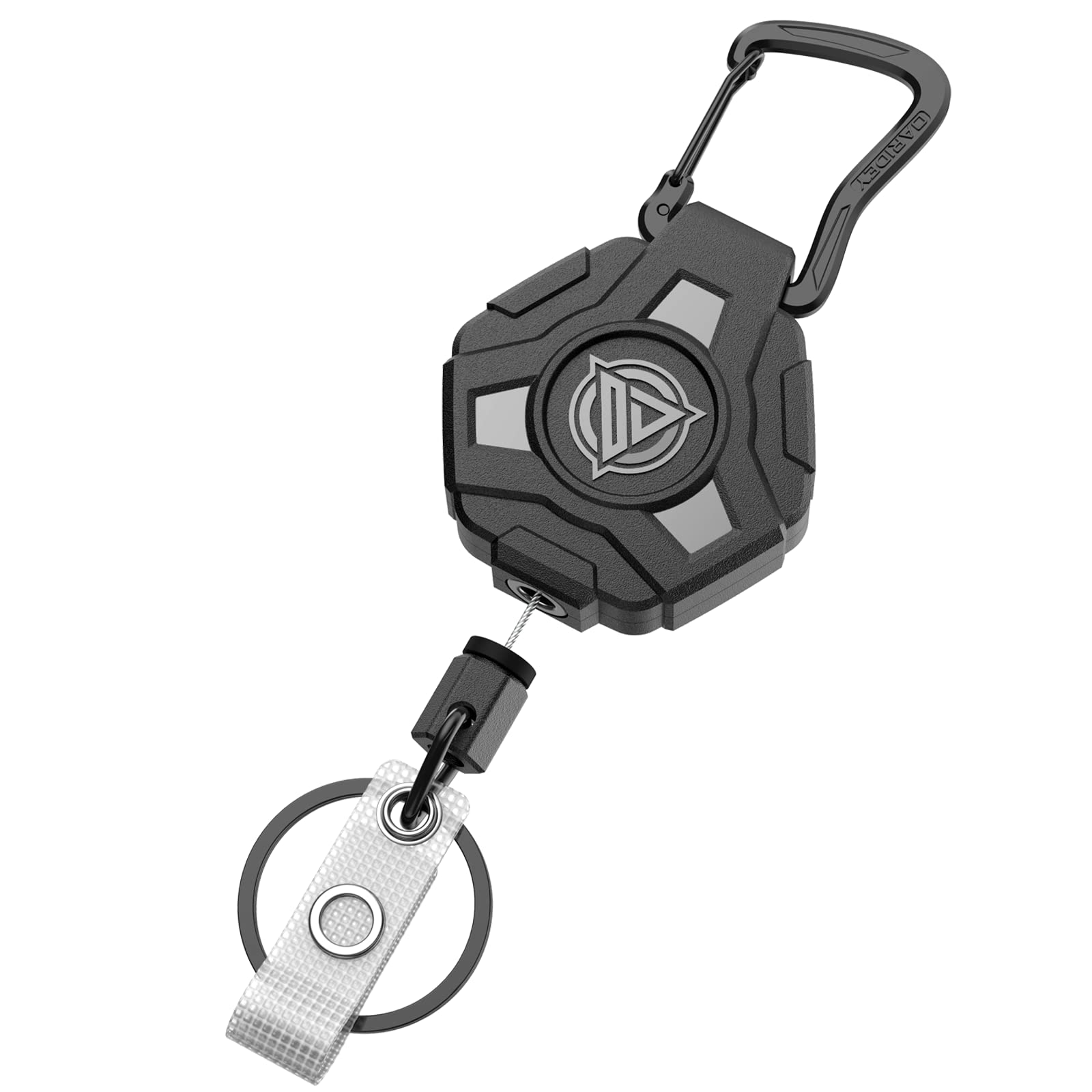 Oaridey einziehbarer Schlüsselanhänger, taktische ID-Ausweishalter Ausziehbar, strapazierfähiger einziehbarer Karabiner-Ausweishalter mit 31.5-Zoll-Beschichtetes Stahlseil, Lager 8,0 oz von Oaridey
