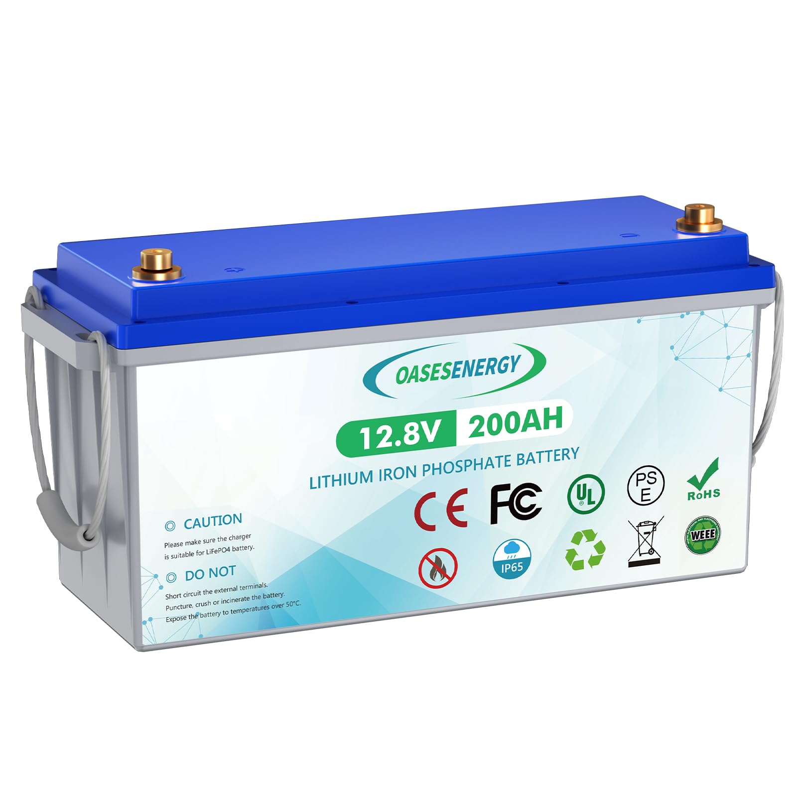 Oasesenergy 12V 200Ah LiFePO4 Batterie, integriertes 200A BMS, 2560Wh Lithium Batterie mit Klasse A LiFePO4 Zellen, 10 Jahre Lebensdauer perfekt für Wohnmobil, Camper, Energiespeicher, Van, Off-Grid von Oasesenergy