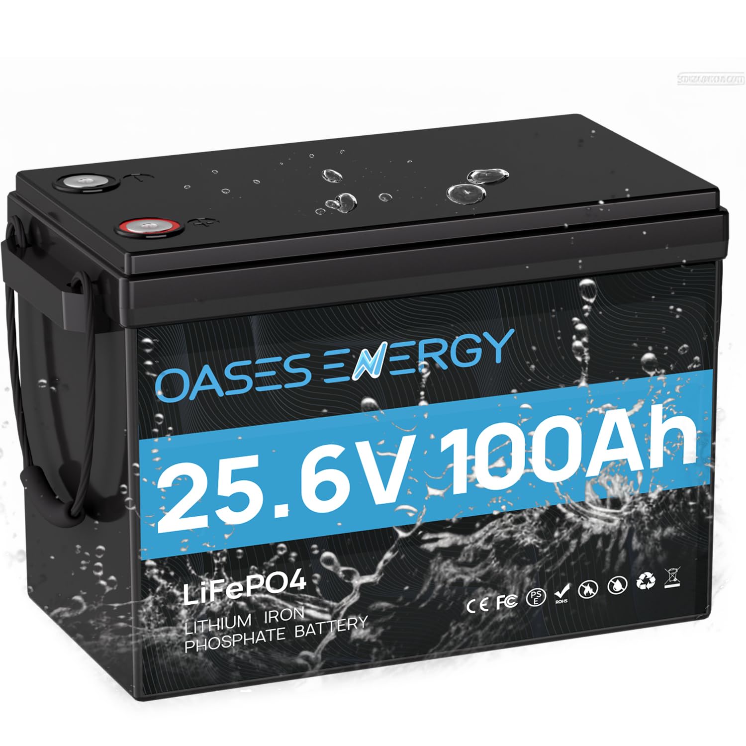 Oasesenergy LiFePO4 100Ah 24V Wiederaufladbare Lithium-Batterie Integrierte 100A BMS, Verbesserte Mini-Größe, 4000-15000 Zyklen 2560Wh Nutzbare Energie für HeimSolaranlage,Wohnmobil, Camping, Boote von Oasesenergy