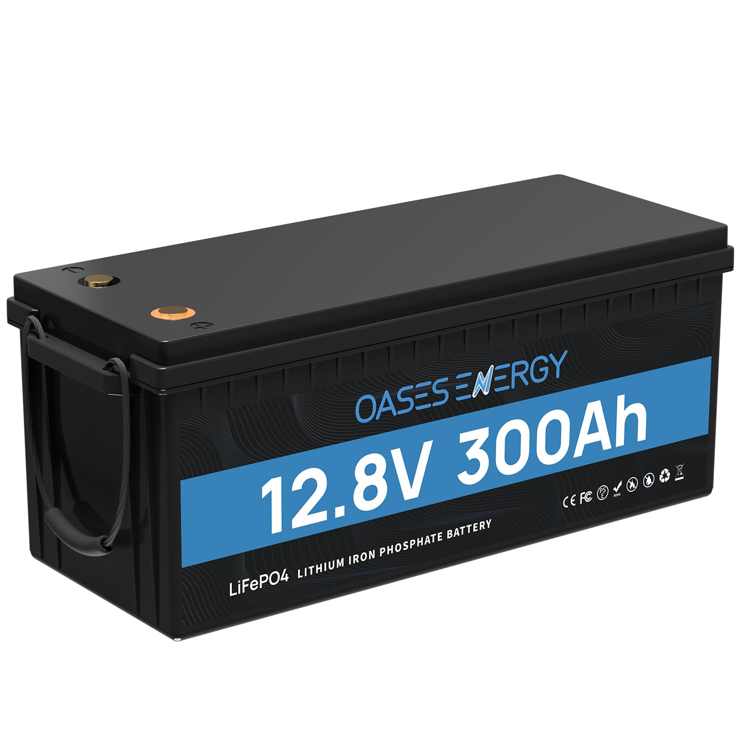 Oasesenergy LiFePO4 12V 300Ah Lithium Batterie mit 200A BMS und 4000~15000 Zyklen, 10 Jahre Lebensdauer, 3840Wh 12V LiFePO4 Akku für Wohnmobil, Solarpanel Kit, Backup-Strom, Camping, Boote von Oasesenergy