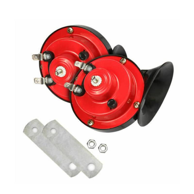 Snail Air Horn, 2pcs 12 V 300 dB Superhorns, Zughorn -Kit, Motorrad -Elektrohorn für LKW -Autos Fahrräder Boote (schwarz+rot) von Obelunrp