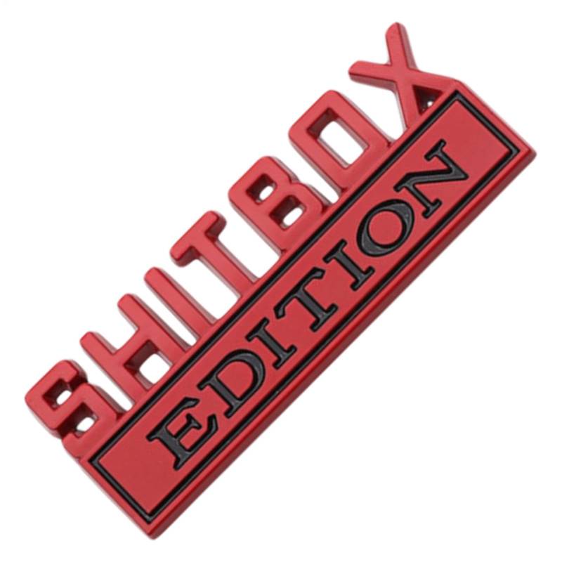 Ocastuted Shitbox Auto-Embleme – -Buchstaben-Auto-Emblem, Abzeichen, Metall-Logo, Auto-Aufkleber, dekorative Neuheit, Dekorationen, Selbstklebende lustige Auto-Heckaufkleber, kreative Shitbox für von Ocastuted