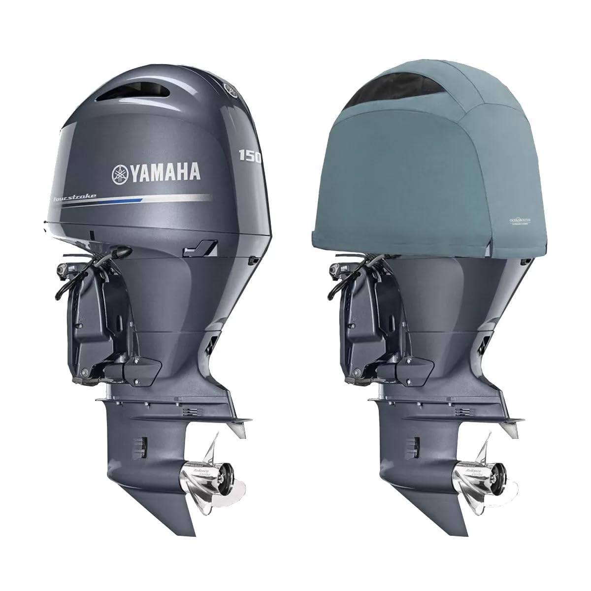 Oceansouth Passgenaue belüftete Abdeckungen für Yamaha-Außenbordmotor (grau, F150D-F200F 4CYL 2,8L (von 2015 bis 2022)) von Oceansouth