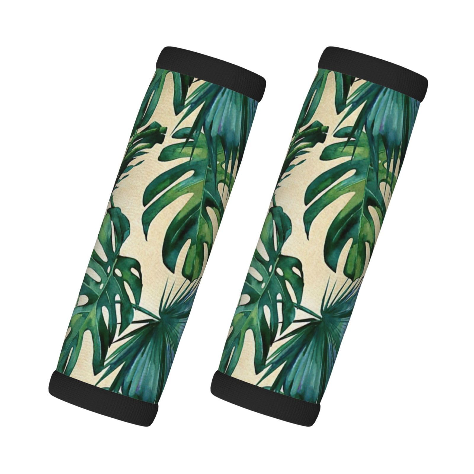 Green Banana Leaves Print Gepäckgriffwickel, weiche Reisetaschengriffabdeckung, für Flughafen-Reisetaschen-Zubehör von OdDdot